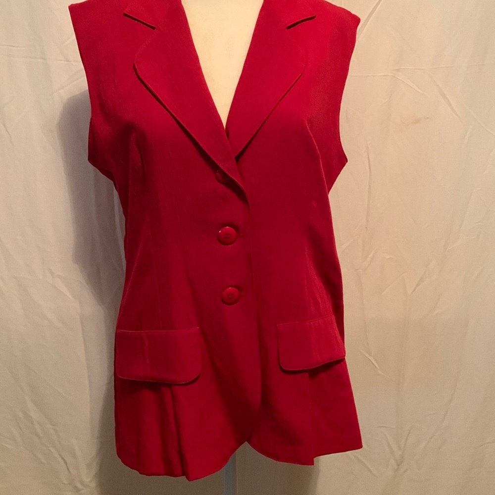 Juniors long button front vest with faux pockets